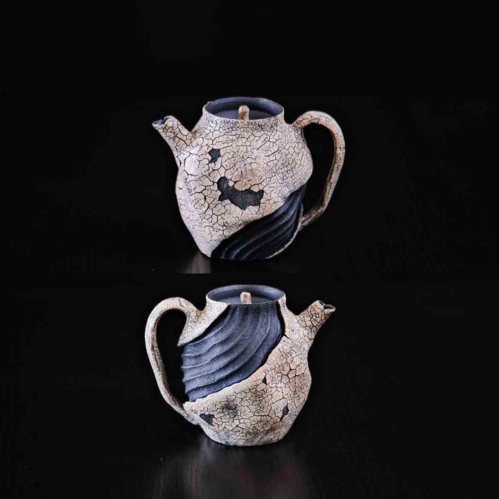 Handcrafted Wabi-Sabi Crackled Clay Teapot