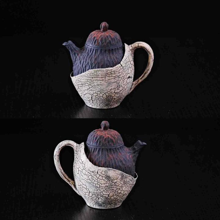 Handcrafted Wabi-Sabi Crackled Clay Teapot
