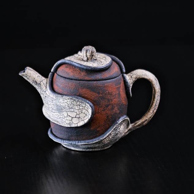 Handcrafted Wabi-Sabi Crackled Clay Teapot
