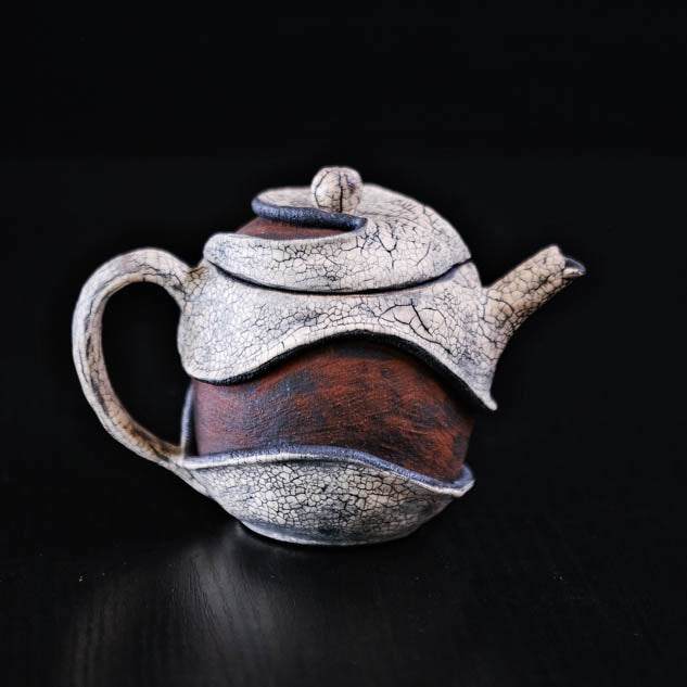 Handcrafted Wabi-Sabi Crackled Clay Teapot