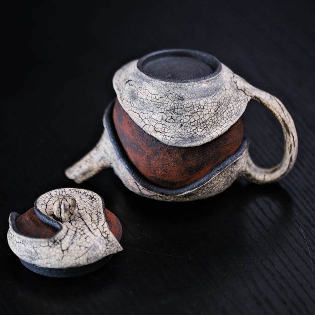 Handcrafted Wabi-Sabi Crackled Clay Teapot
