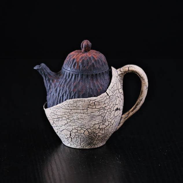Handcrafted Wabi-Sabi Crackled Clay Teapot