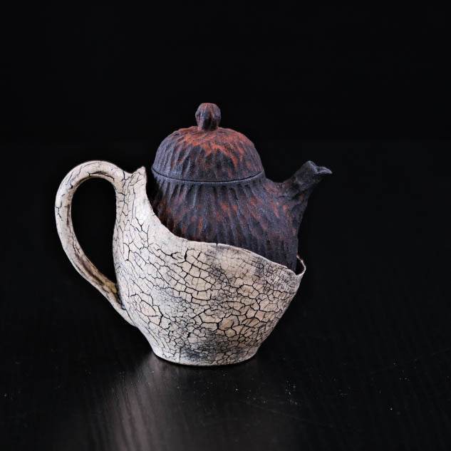 Handcrafted Wabi-Sabi Crackled Clay Teapot