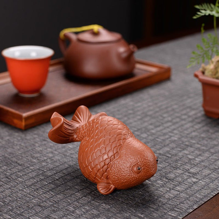 Goldfish Tea Goldfish Tea Pet - Handcrafted Purple Clay Tea Pet Goldfish Ornament ...