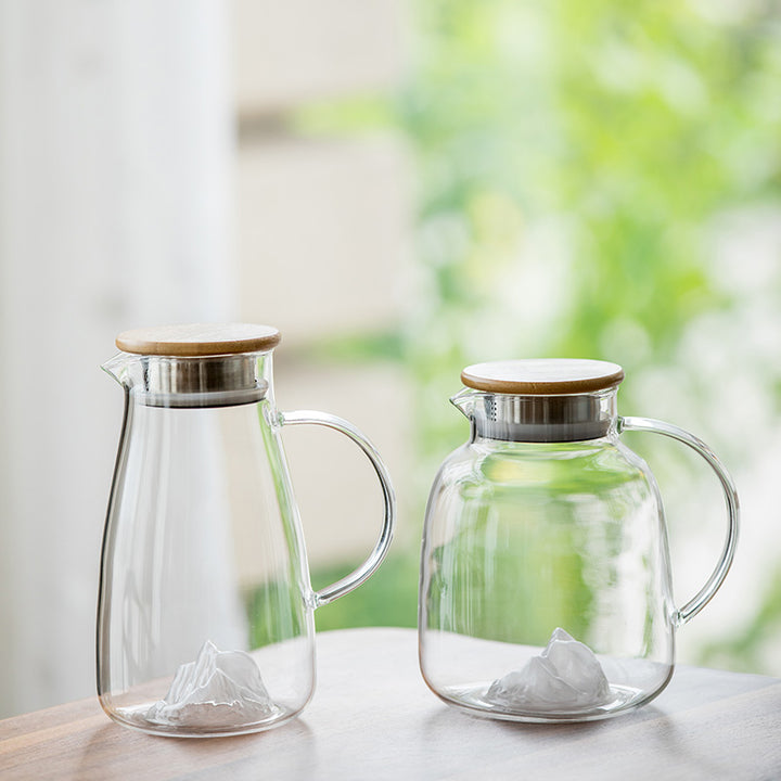 High Quality Clear 1800ml Water Storage Glass Pitcher Jug Glass Carafe Set  with Bamboo Tray and Cups - China Glassware and Water Jug price