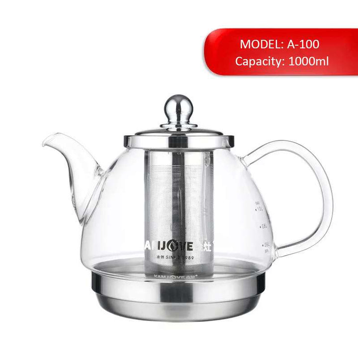 KAMJOVE Glass Tea Pot with Removable Stainless Steel Infuser - MoriMa Tea –  Cultural Heritage, All About Health and Love