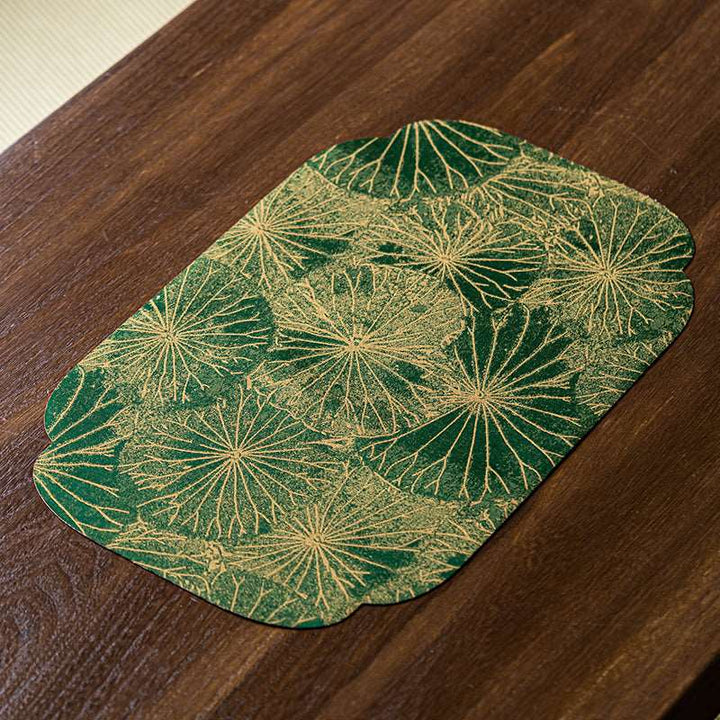 Brocade Lotus Leaf Table Flag