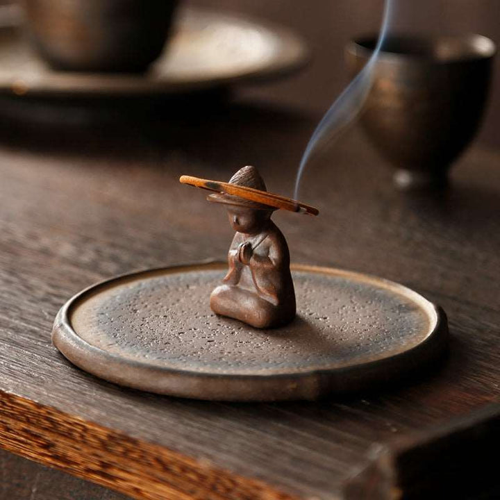 Coarse Pottery Incense Burner Set